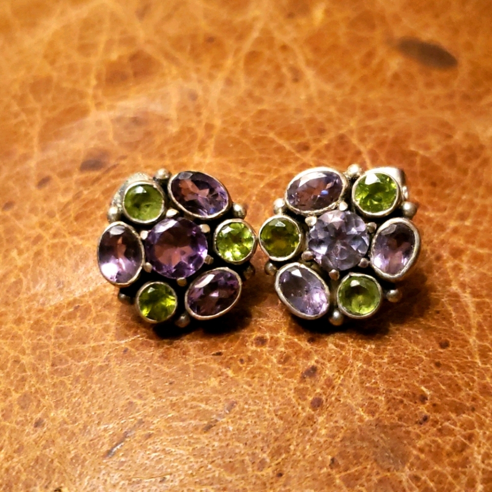 Vintage Amethyst and Citrine Earrings